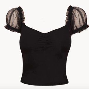 Crybaby Black Puff Sleeve Swan Top XS